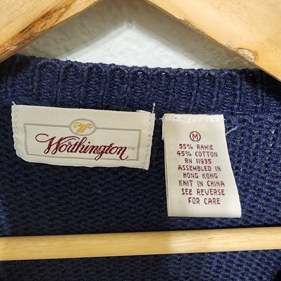 Vintage Worthington Embroidered Blue Cardigan M - Picture 13 of 13